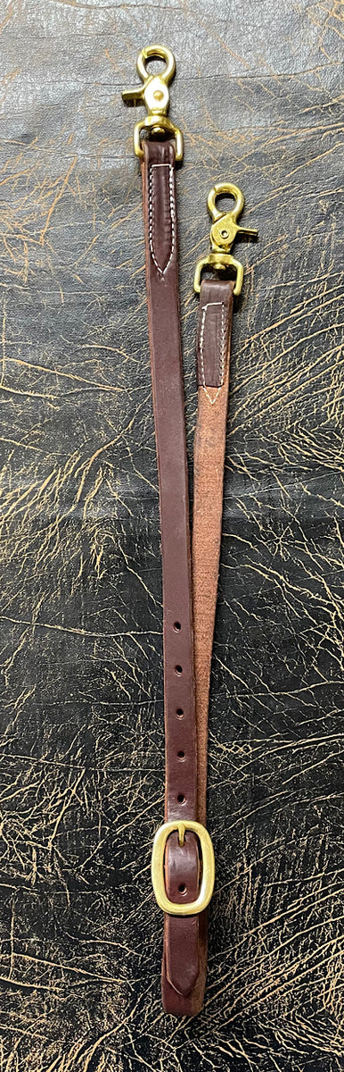 Harness Leather Tie Down Strap 5/8 inch wide with Brass Hardware – Running  Hard Products