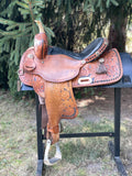 14.5 inch used Pro Rider Saddle, crystal lined skirt, tassels