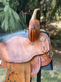 14.5 inch used Pro Rider Saddle, crystal lined skirt, tassels