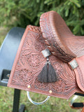 15 inch Pro Rider Saddle, faux elephant seat, square conchos, 5210-7MGT