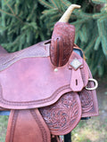 15 inch Pro Rider Saddle, faux elephant seat, square conchos, 5210-7MGT