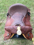 15 inch Pro Rider Saddle, faux elephant seat, square conchos, 5210-7MGT