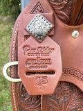 15 inch Pro Rider Saddle, faux elephant seat, square conchos, 5210-7MGT