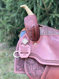 15 inch Pro Rider Saddle, faux elephant seat, square conchos, 5210-7MGT