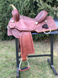 15 inch Pro Rider Saddle, faux elephant seat, square conchos, 5210-7MGT