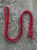 Braided Adjustable Single Knot Pony Rein, Red